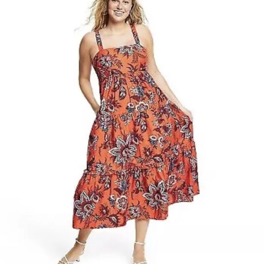 RHODE X target Women's Large Leafy Floral Print Tiered Midi Size M NWT